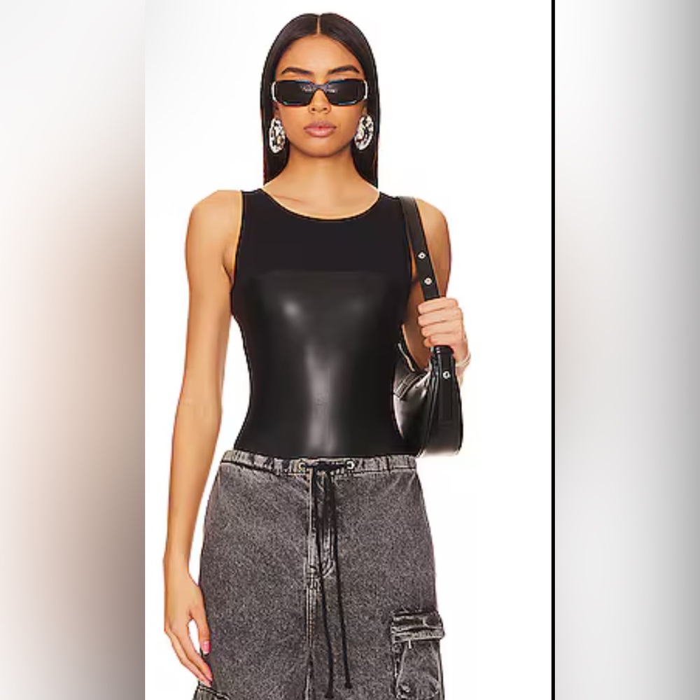 🚨SOLD 🚨 Faux Leather String Bodysuit in Black